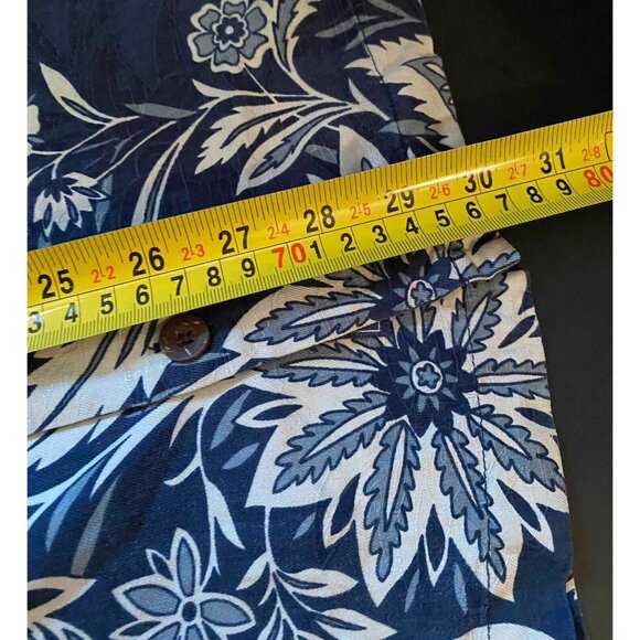 Tommy Bahama Mens L Blue Silk Hawaiian Tropical Floral Beach Shirt Luau - Picture 5 of 5